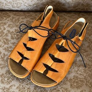 Wolky tan leather sandals made in Mexico